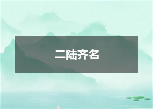 二陆齐名
