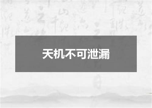 天机不可泄漏