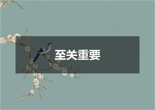 至关重要
