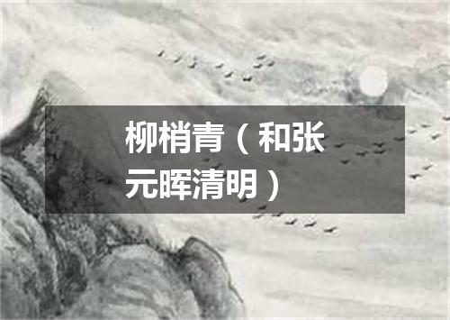 柳梢青（和张元晖清明）