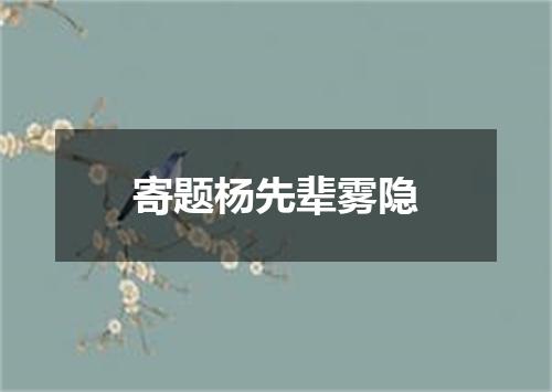 寄题杨先辈雾隐