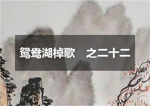 鸳鸯湖棹歌　之二十二