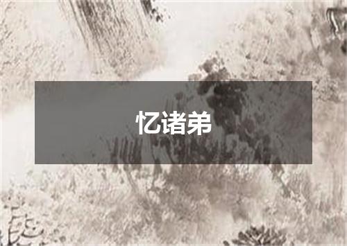 忆诸弟