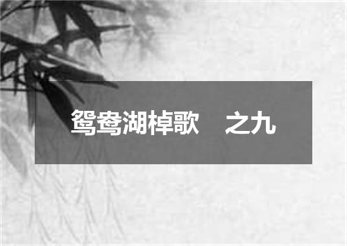 鸳鸯湖棹歌　之九