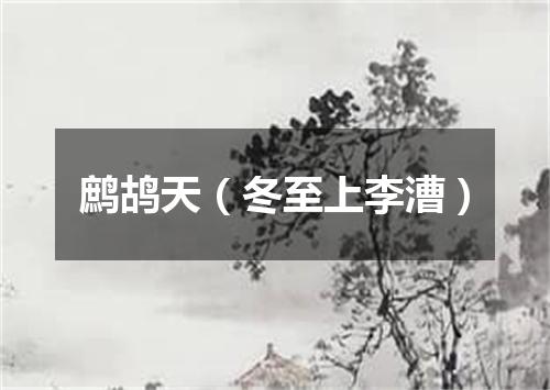 鹧鸪天（冬至上李漕）