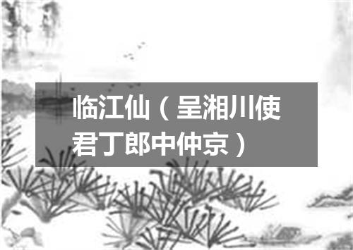 临江仙（呈湘川使君丁郎中仲京）