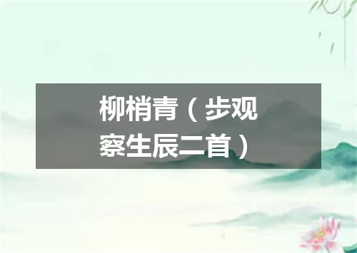 柳梢青（步观察生辰二首）