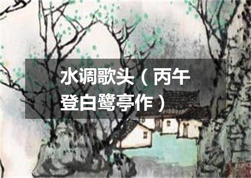 水调歌头（丙午登白鹭亭作）