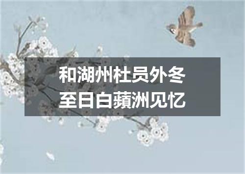 和湖州杜员外冬至日白蘋洲见忆
