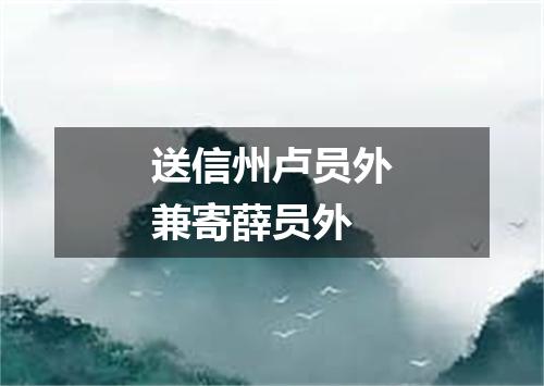 送信州卢员外兼寄薛员外