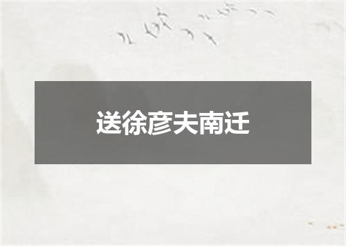 送徐彦夫南迁