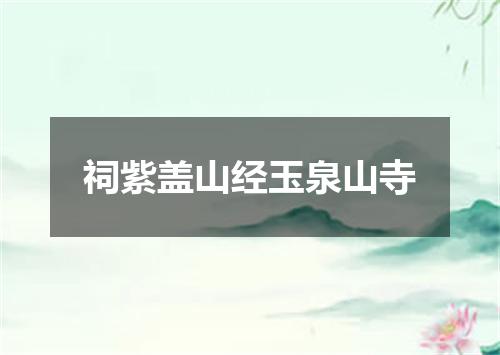 祠紫盖山经玉泉山寺