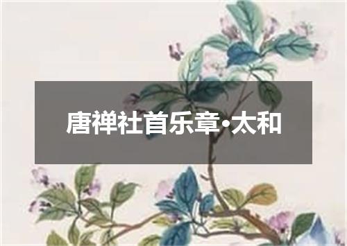 唐禅社首乐章·太和