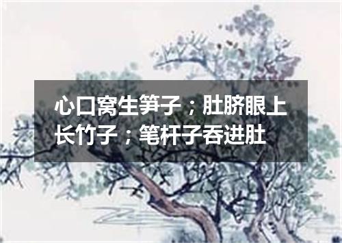 心口窝生笋子；肚脐眼上长竹子；笔杆子吞进肚